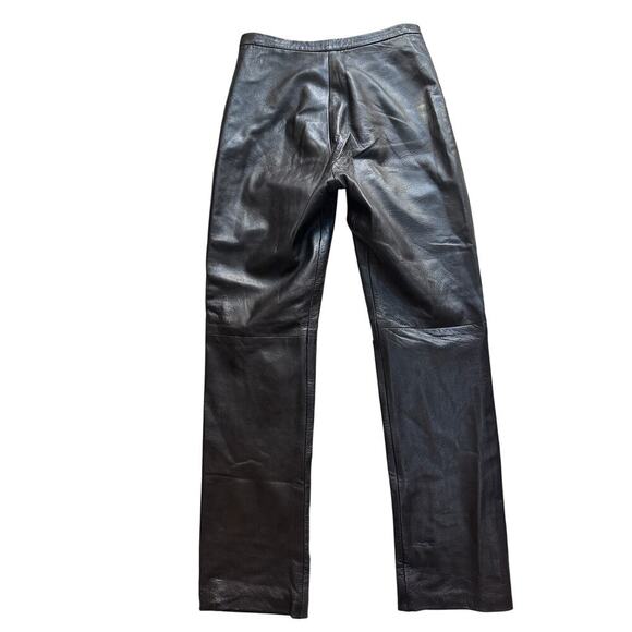 Cache Women’s 100% Lamb Leather Pants Chocolate Brown Straight Leg Size M (6/8) - Picture 2 of 7